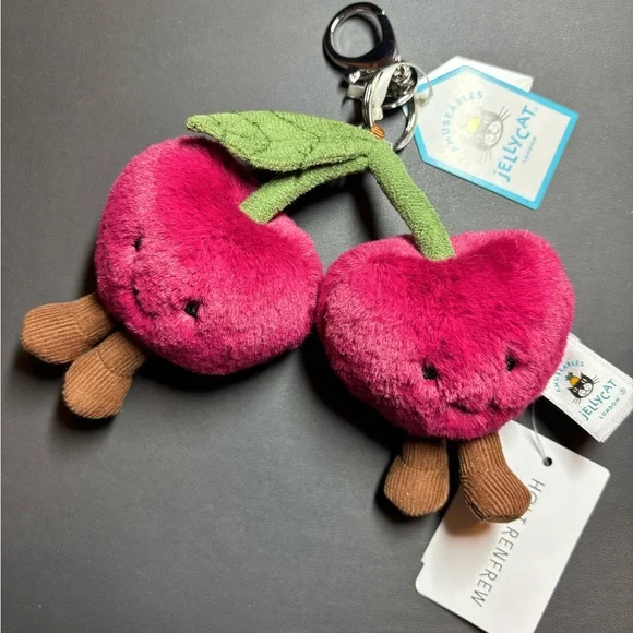 Jellycat Amusables Cherries Bag Charm - SO CUTE - Picture 4 of 10